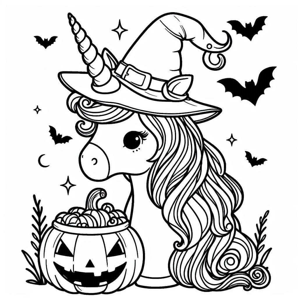 Halloween Unicorn Free Printable coloring page