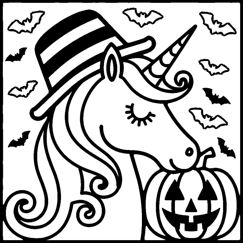 Halloween Unicorn Printable coloring page