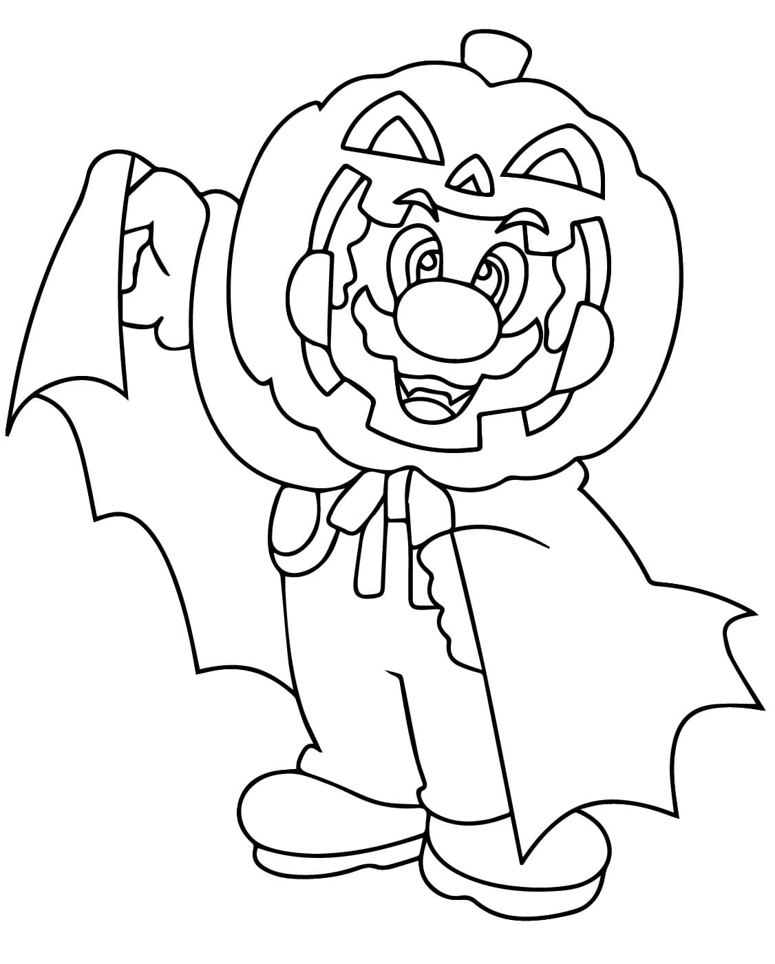 Happy Mario Halloween coloring page