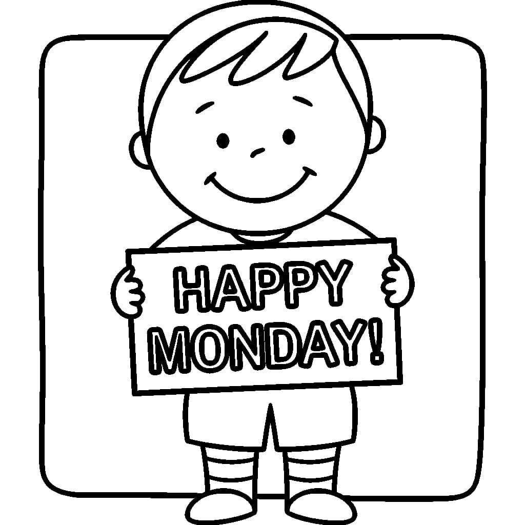 Happy Monday Boy coloring page