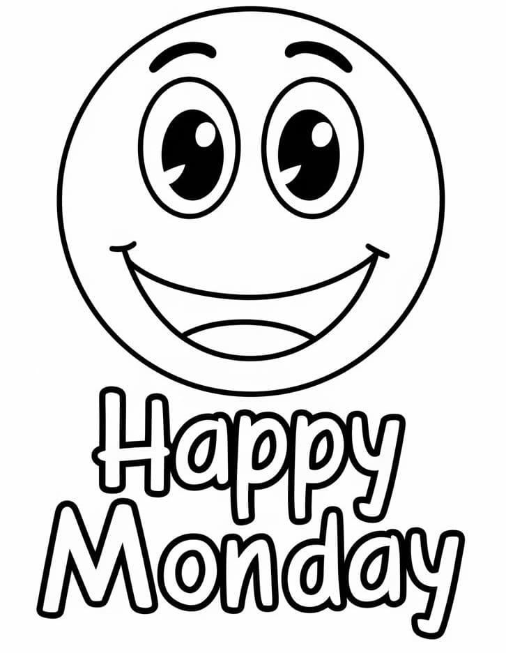 Happy Monday Emoji coloring page