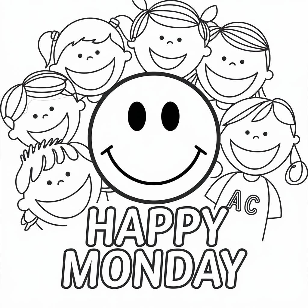 Happy Monday Free coloring page