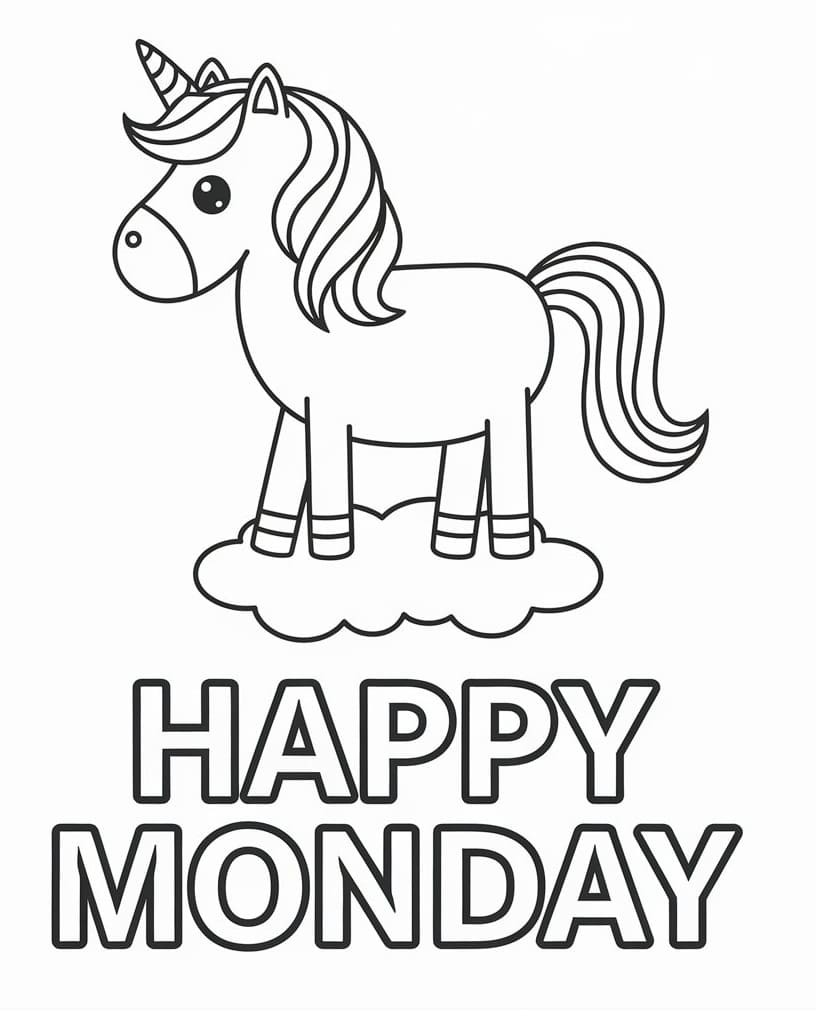 Happy Monday Free Printable coloring page