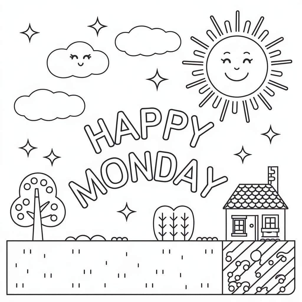 Happy Monday Printable coloring page