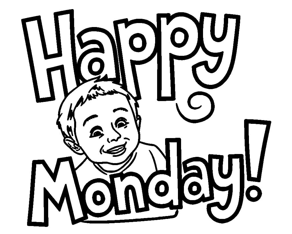 Happy Monday with Boy coloring page