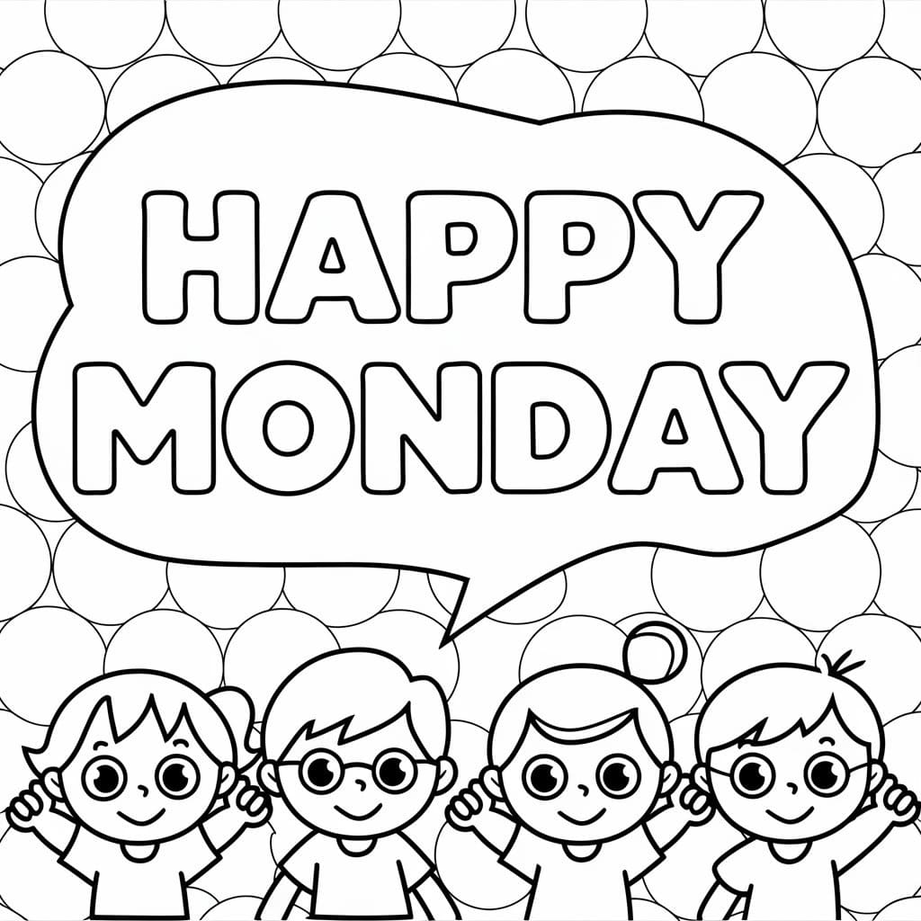 Happy Monday with Children coloring page