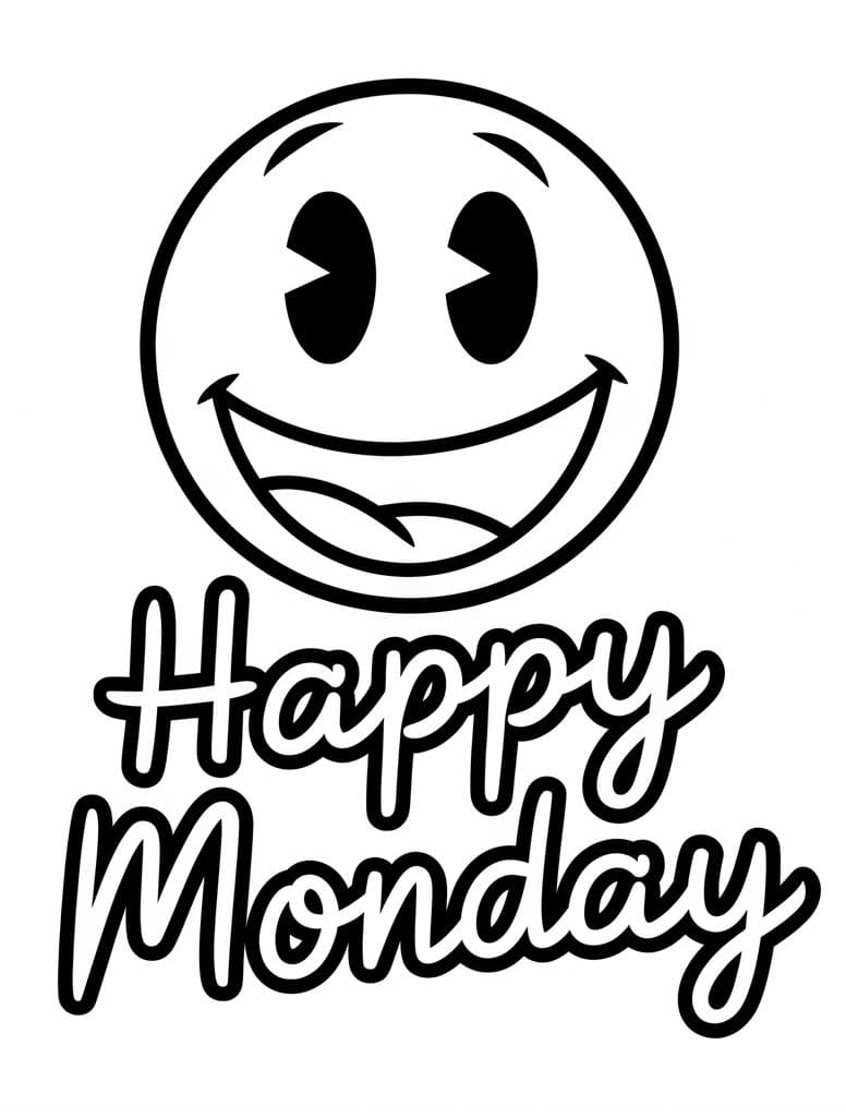 Happy Monday with Happy Emoji coloring page