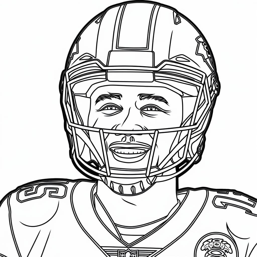 Happy Patrick Mahomes coloring page