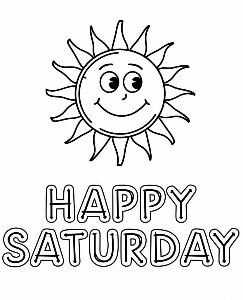 Happy Saturday and Sun coloring page