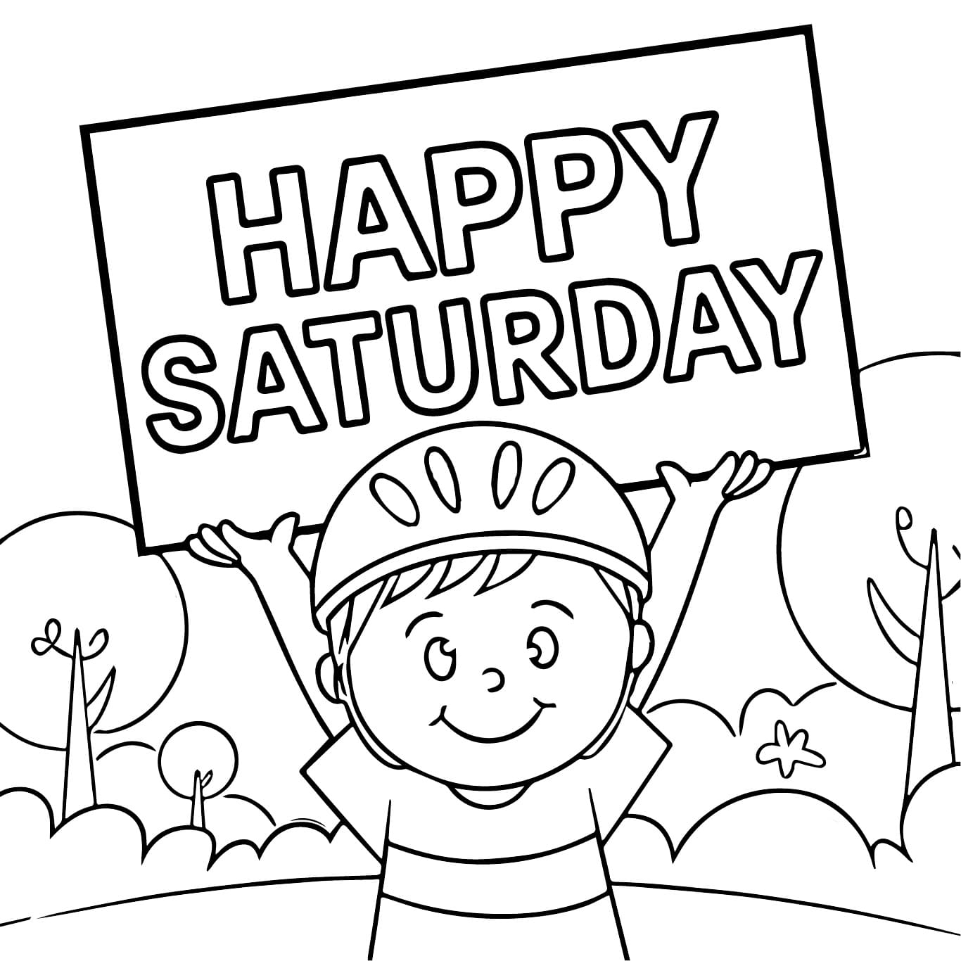 Happy Saturday Boy coloring page