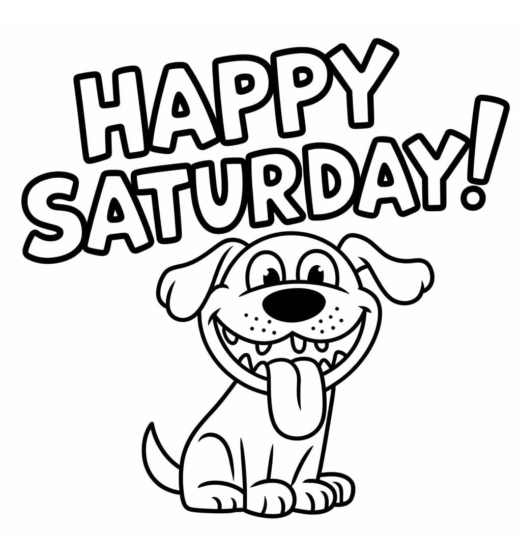 Happy Saturday Dog coloring page