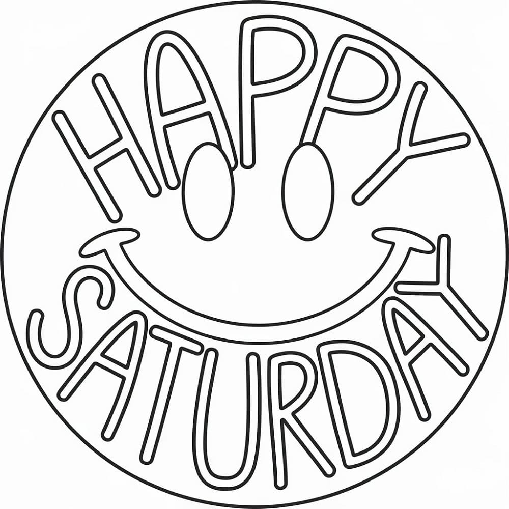 Happy Saturday Emoji coloring page