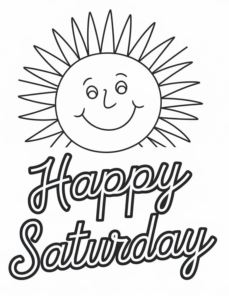 Happy Saturday Sun coloring page