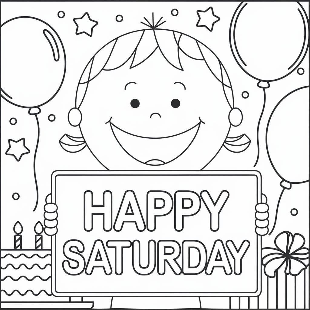 Happy Saturday with Kid coloring page