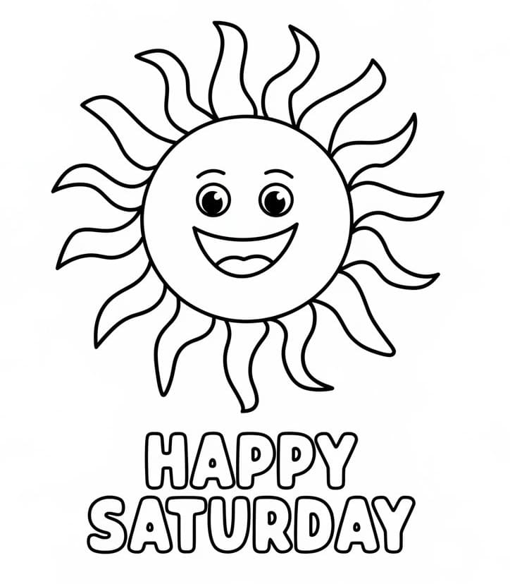 Happy Sun and Saturday coloring page