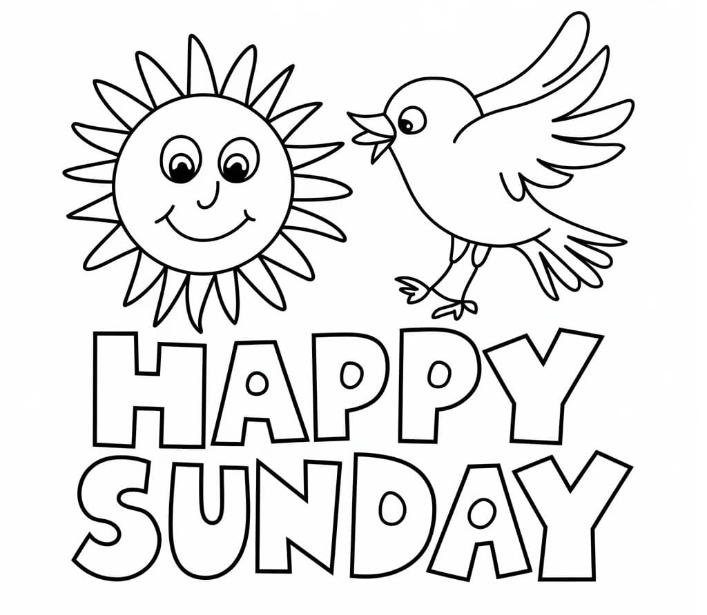 Happy Sunday Free coloring page