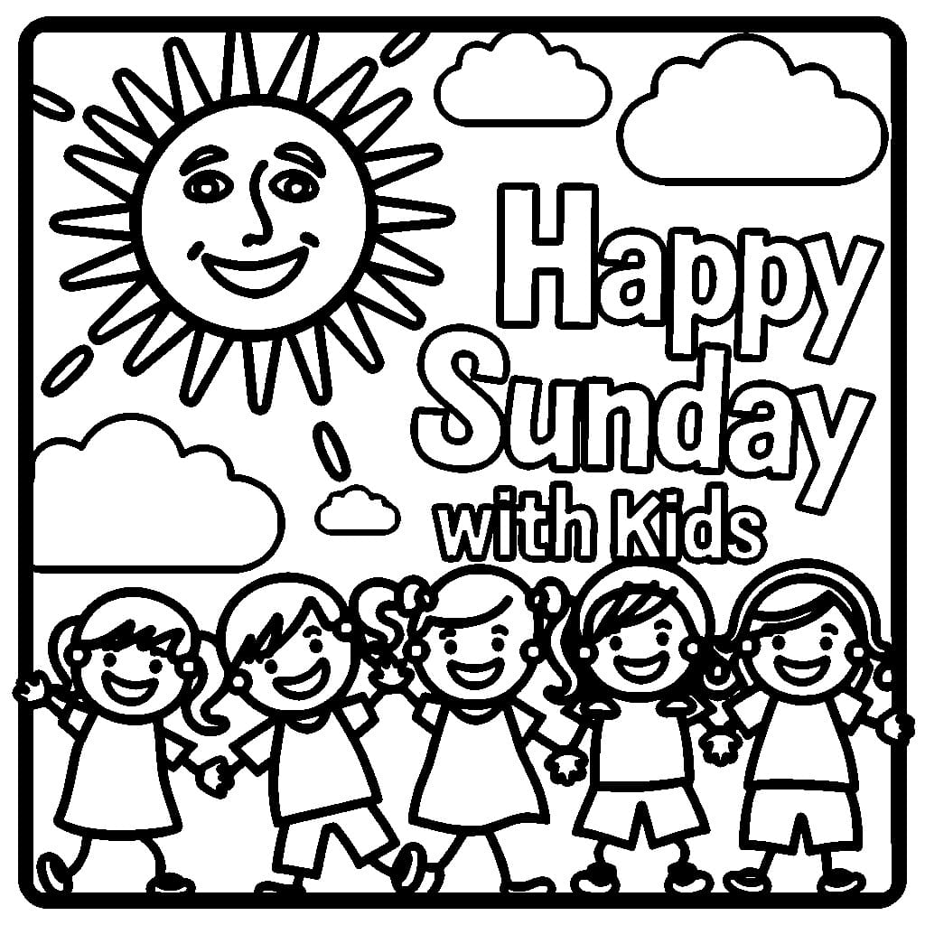 Happy Sunday Free Printable coloring page