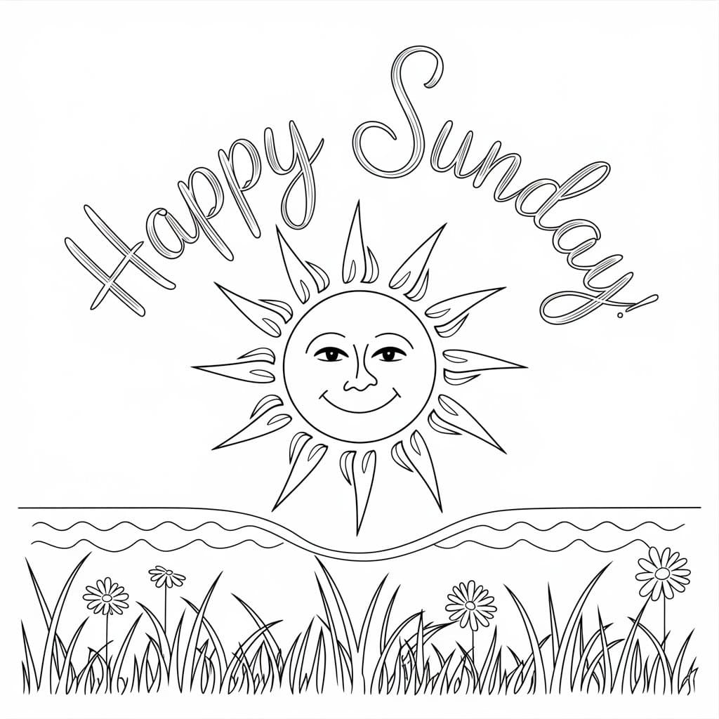 Happy Sunday Image coloring page