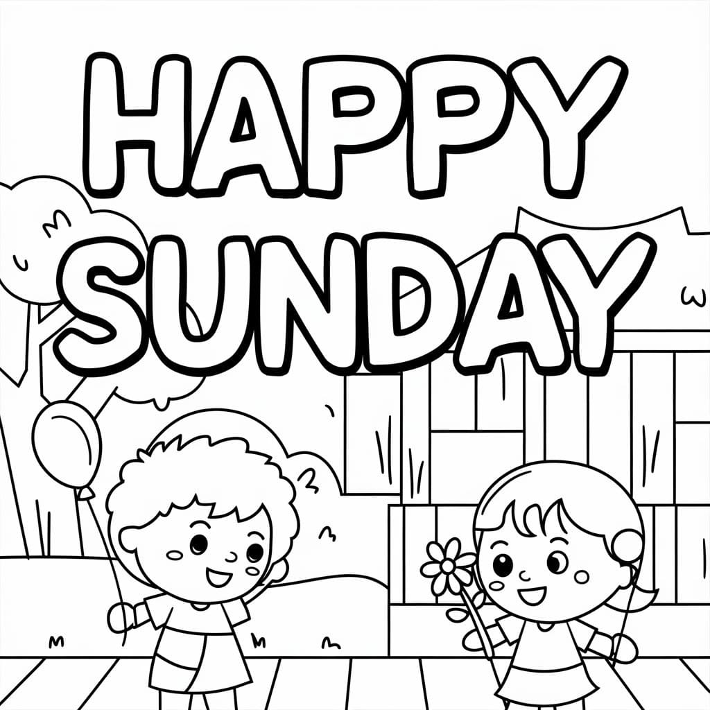 Happy Sunday Kids coloring page