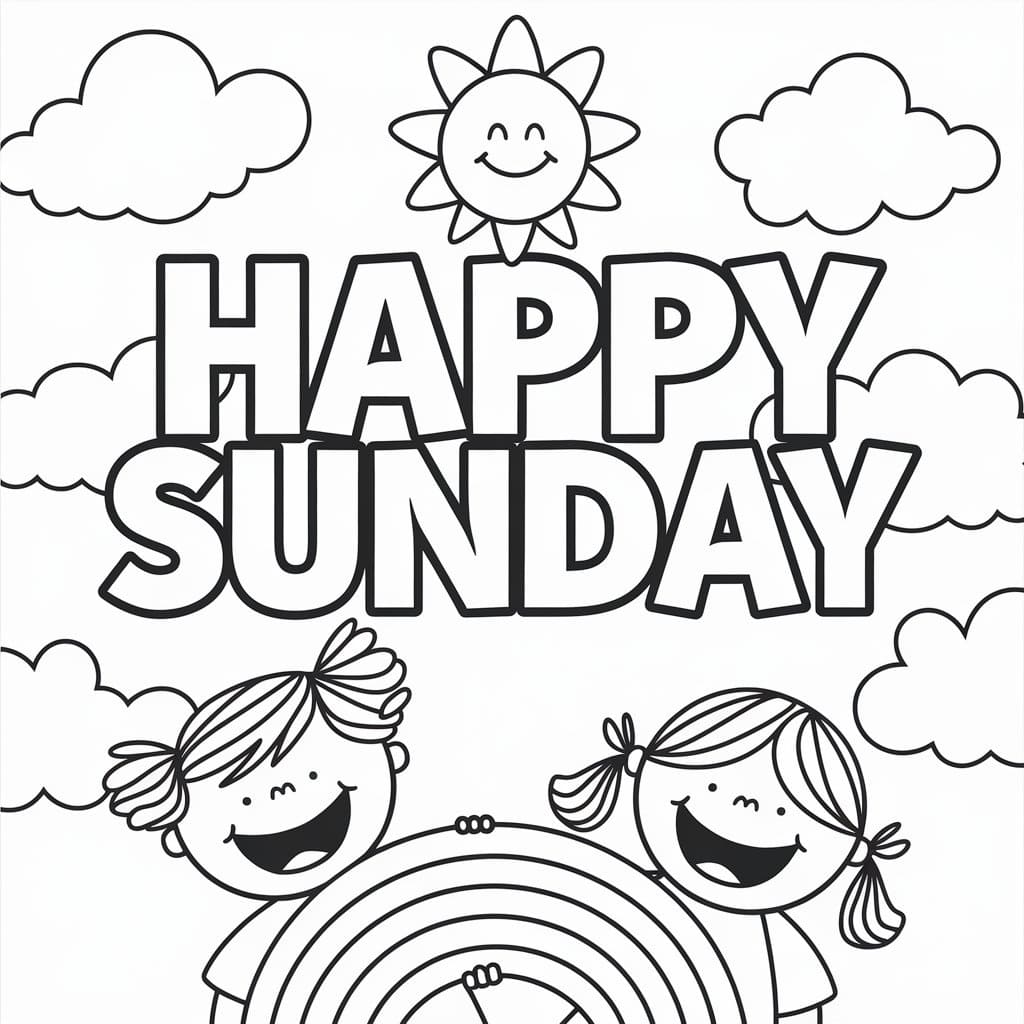 Happy Sunday Rainbow coloring page