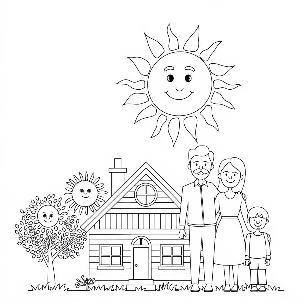 Happy Sunday with Family coloring page