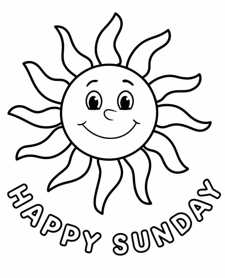 Happy Sunday with Sun coloring page