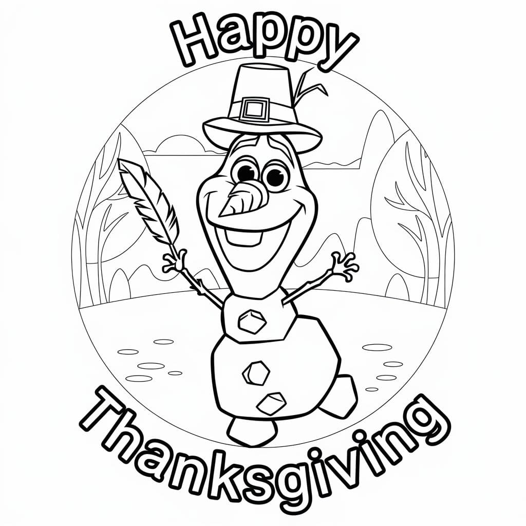 Happy Thanksgiving Olaf coloring page