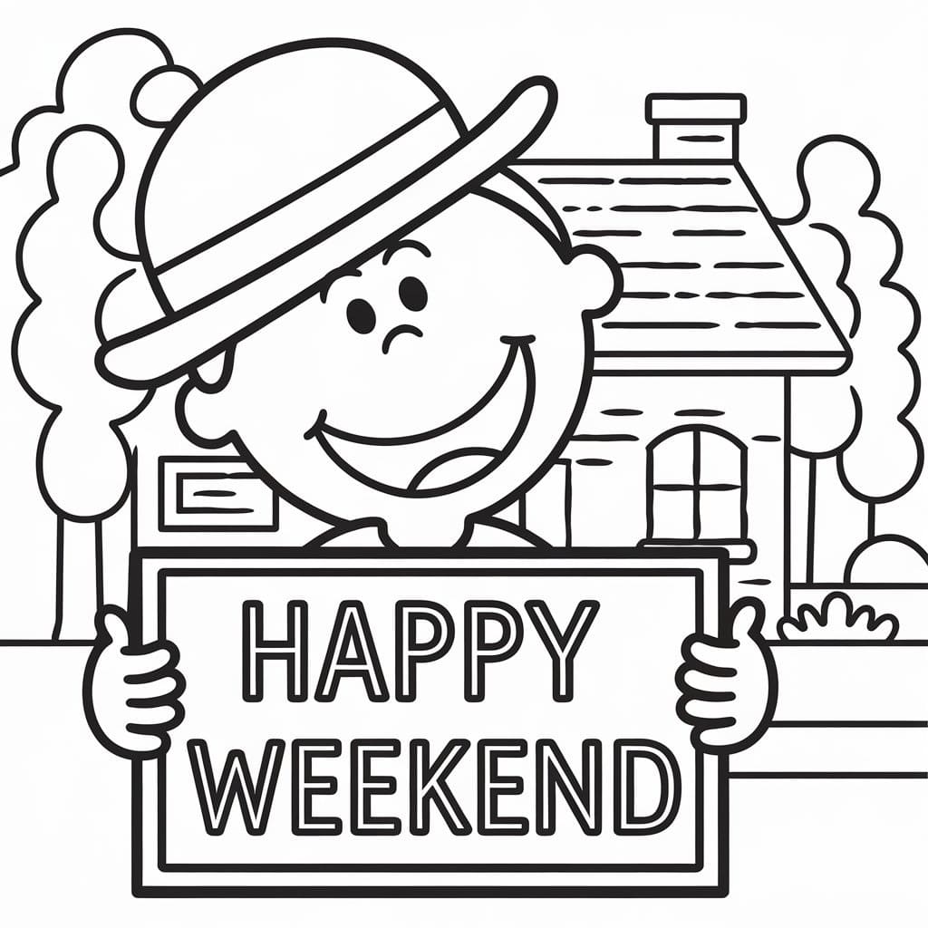 Happy Weekend Boy coloring page