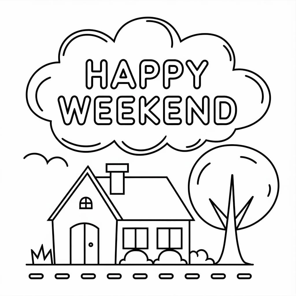 Happy Weekend Printable For Kids coloring page