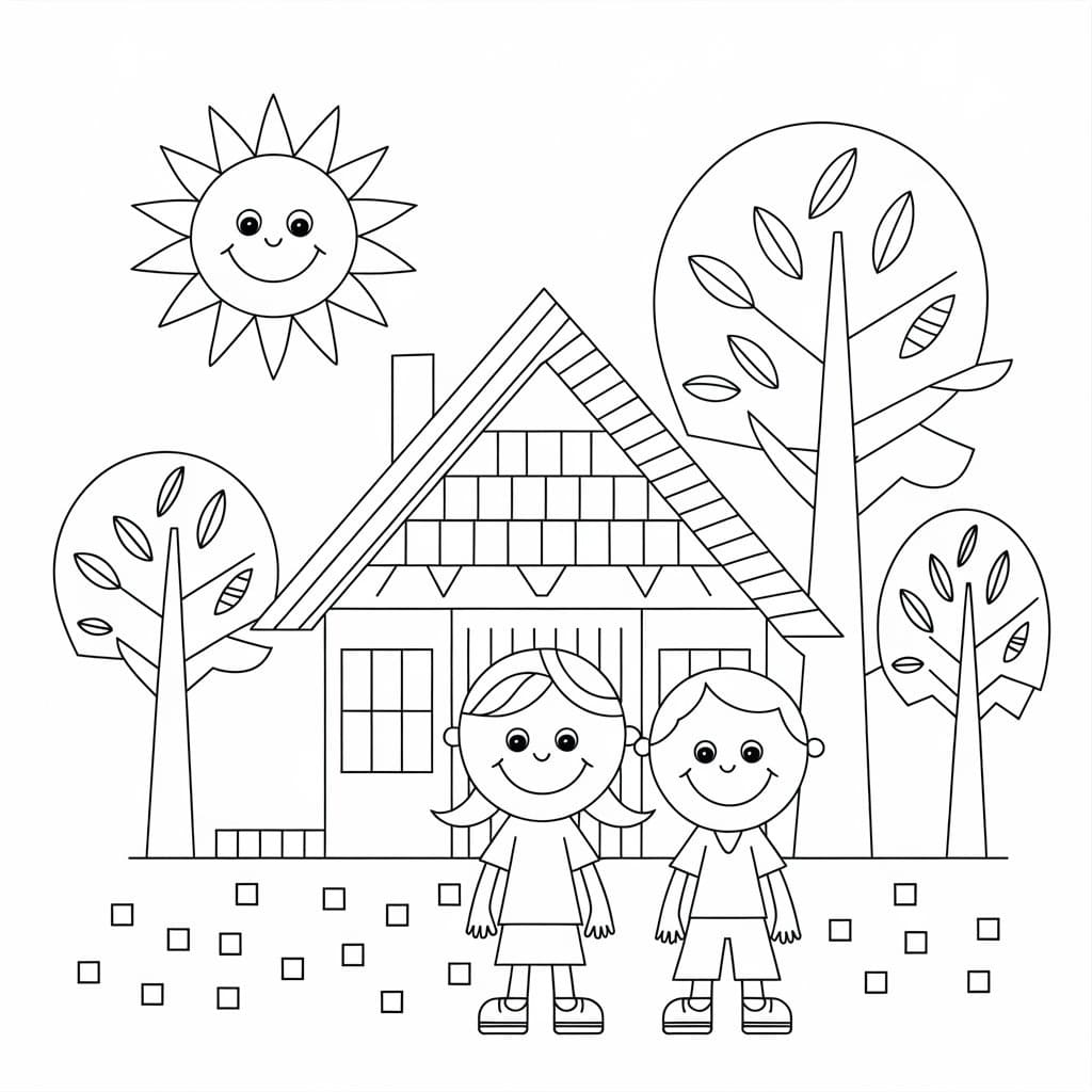 Happy Weekend with Children coloring page