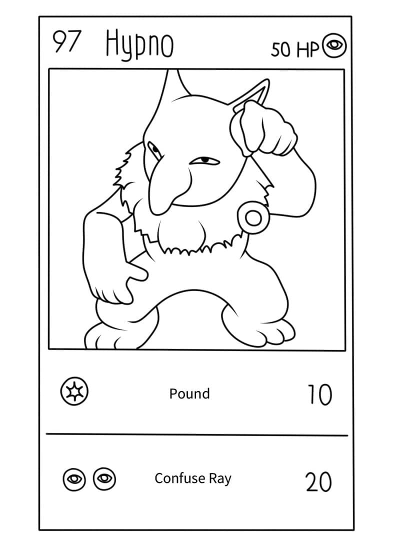 Hypno Pokemon Card coloring page