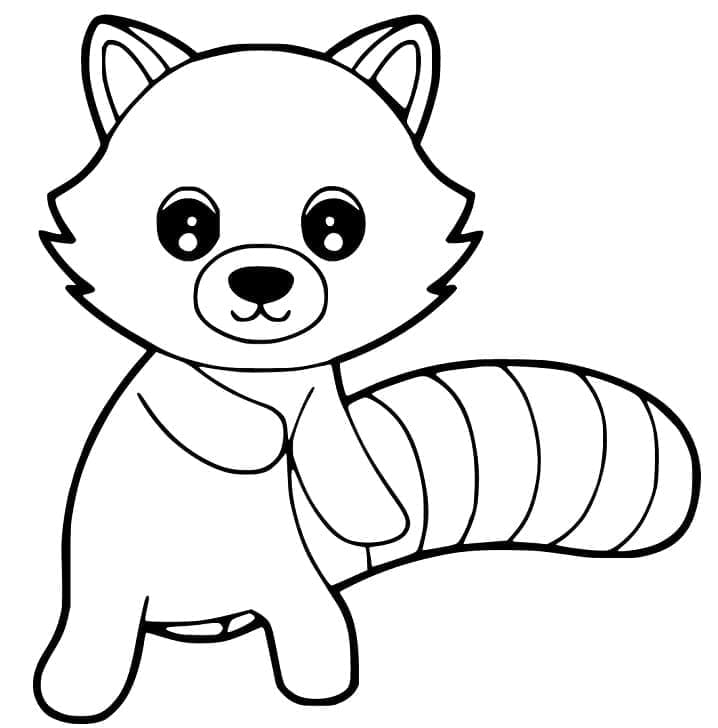 Kawaii Red Panda coloring page