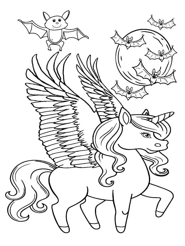 Lovely Halloween Unicorn coloring page