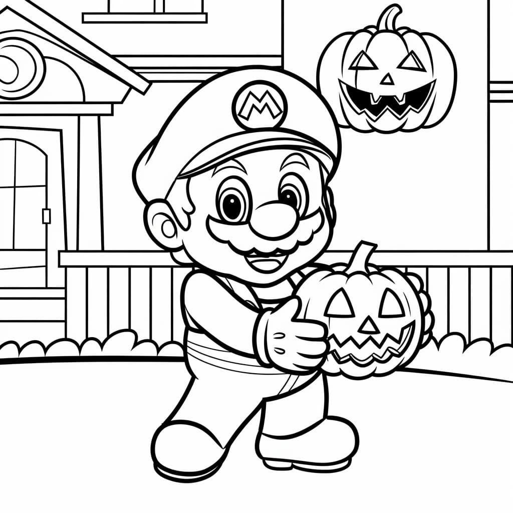 Mario Halloween For Children coloring page