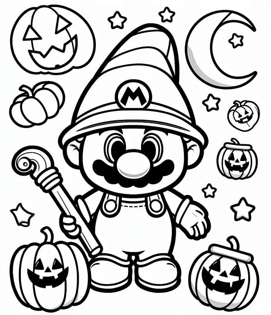 Mario Halloween For Free coloring page