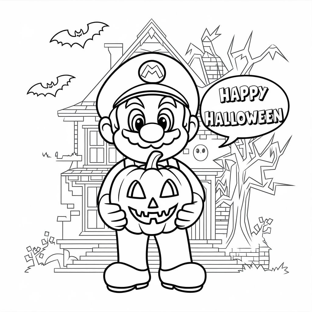 Mario Happy Halloween coloring page