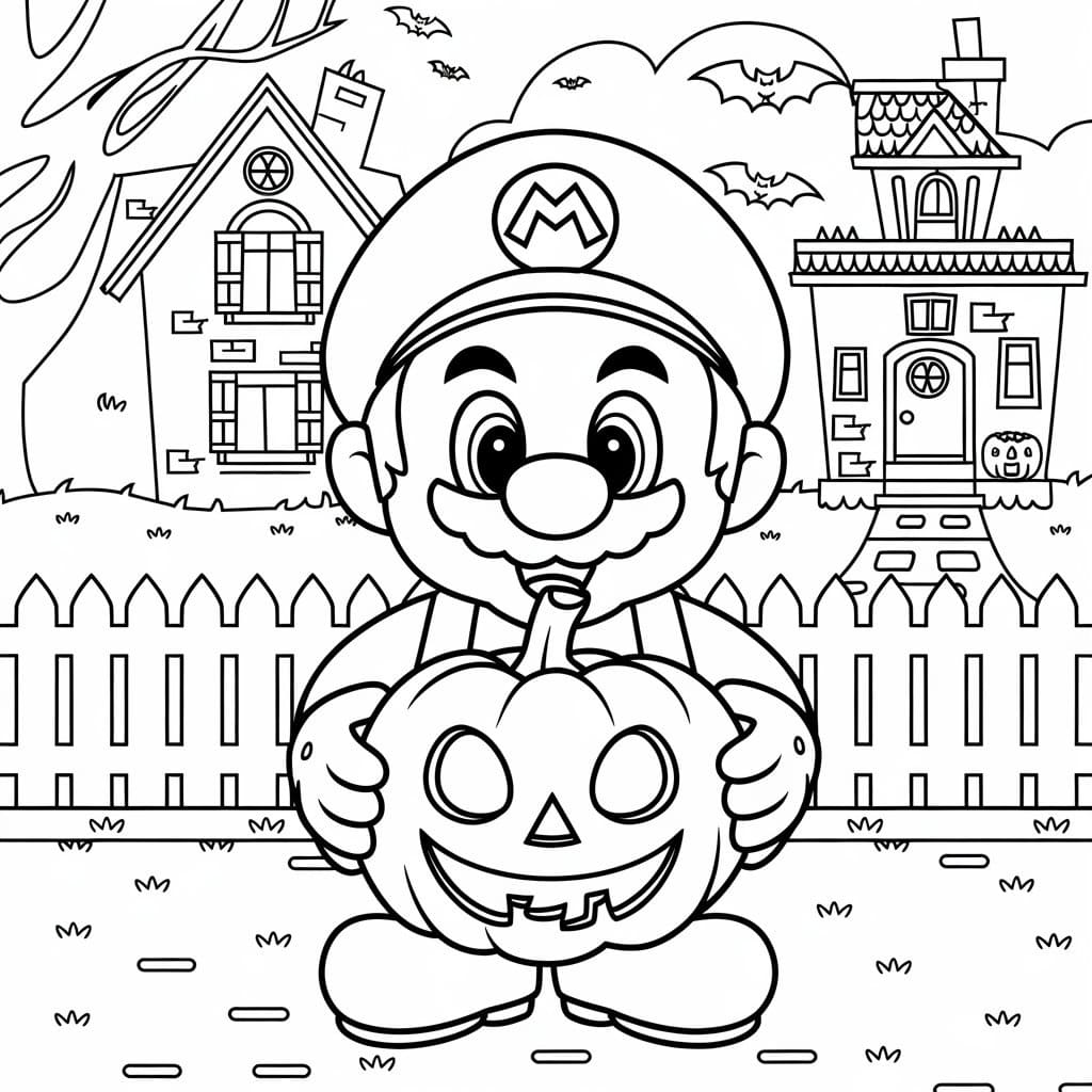 Mario with Halloween Pumpkin