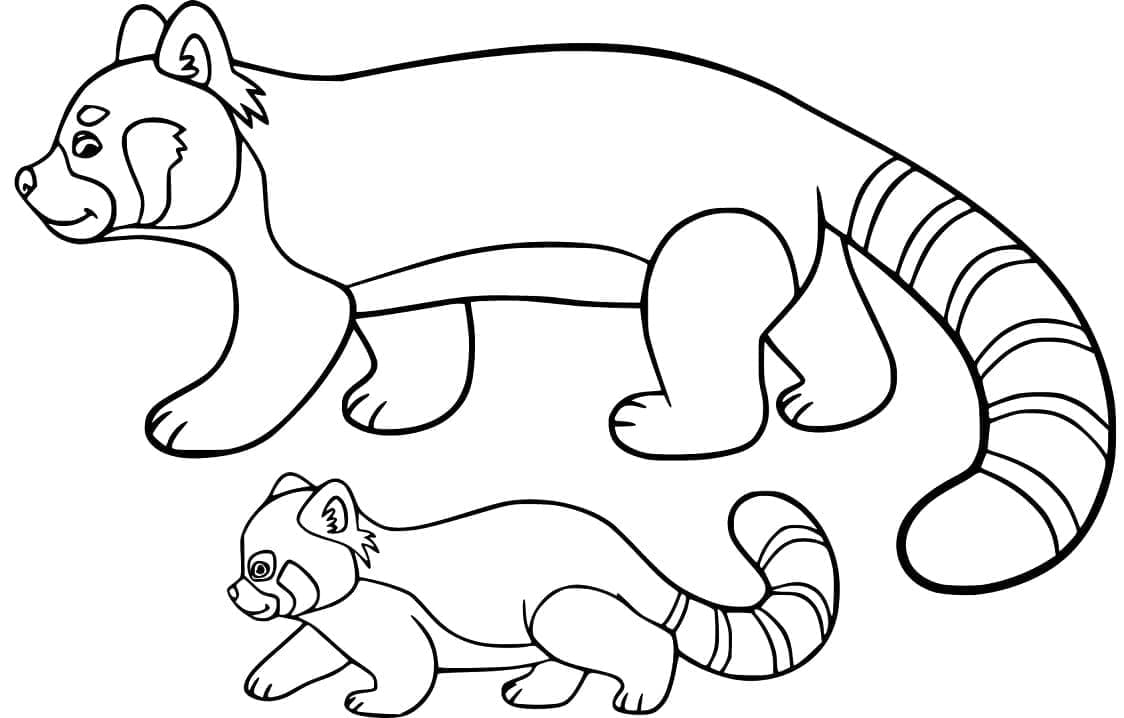 Mother and Baby Red Panda coloring page