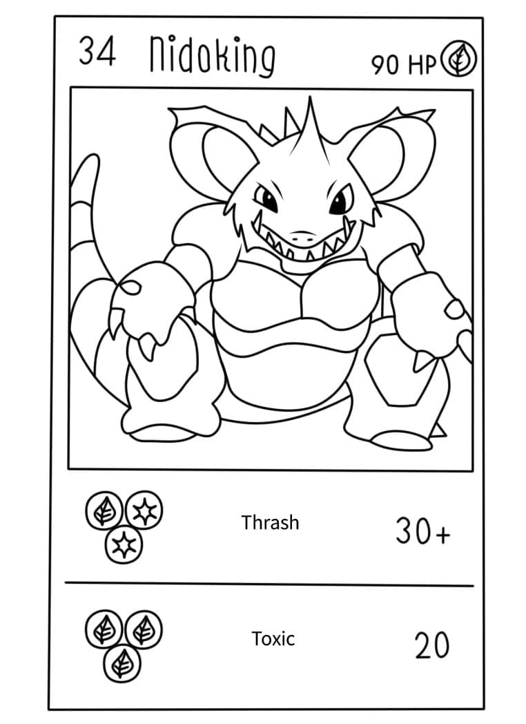 Nidoking Pokemon Card coloring page