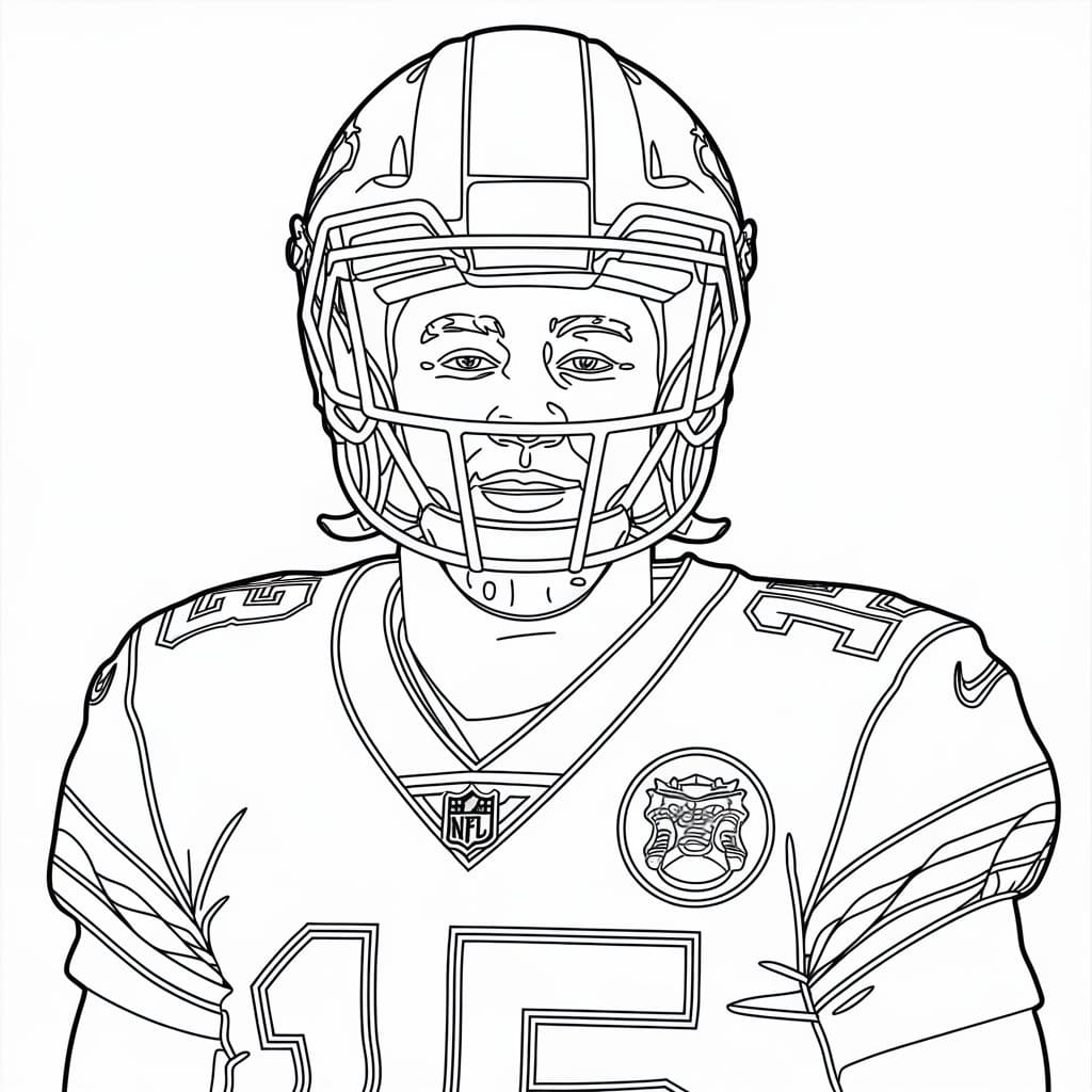 Patrick Mahomes Football Player coloring page