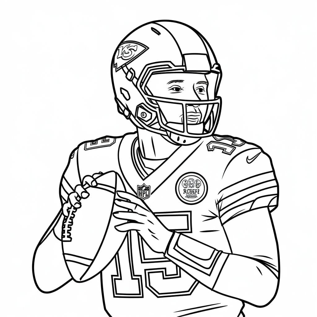 Patrick Mahomes Free coloring page