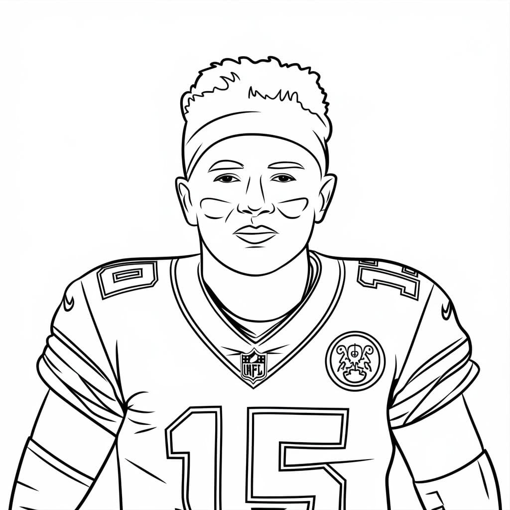 Patrick Mahomes Free Printable coloring page