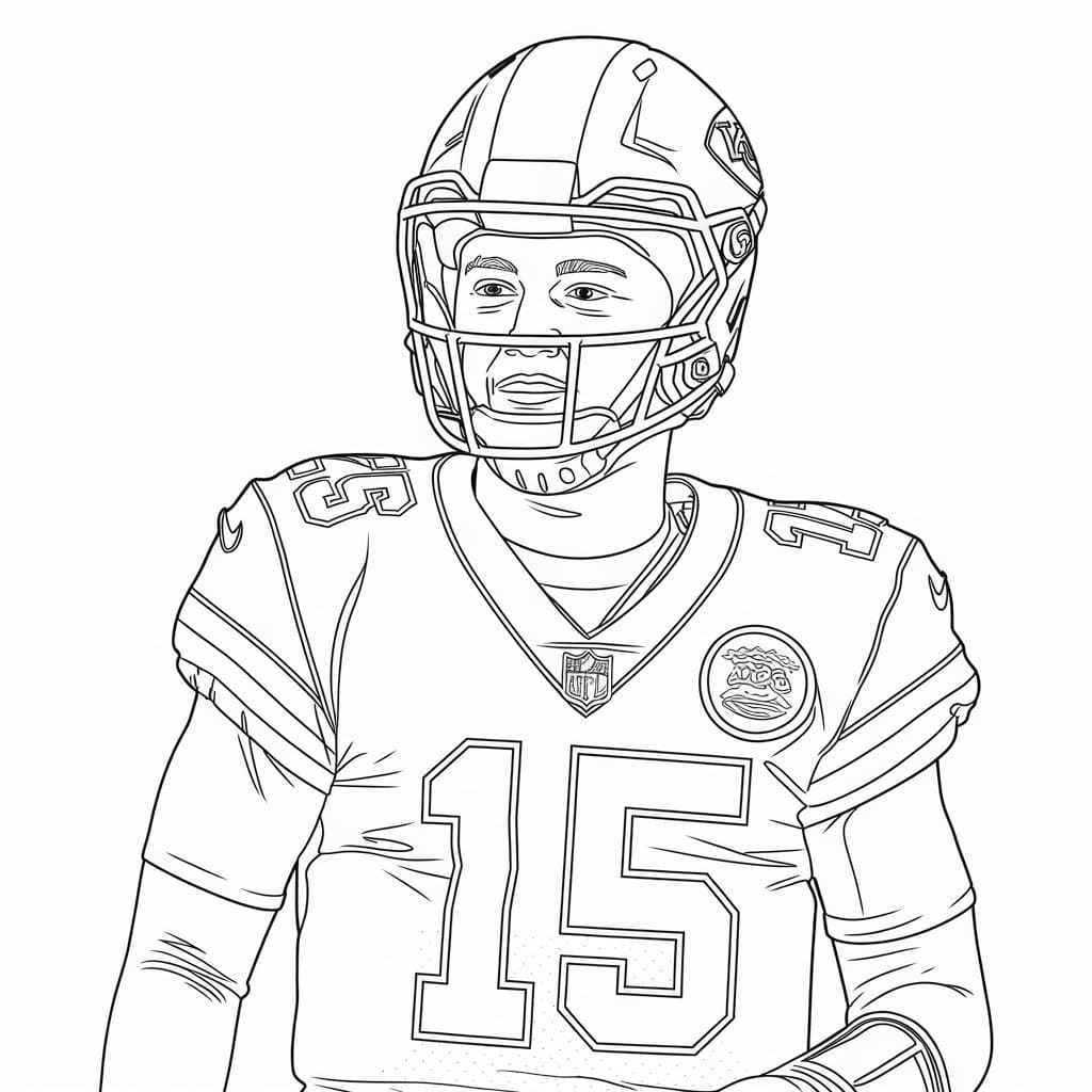 Patrick Mahomes Playing Football coloring page