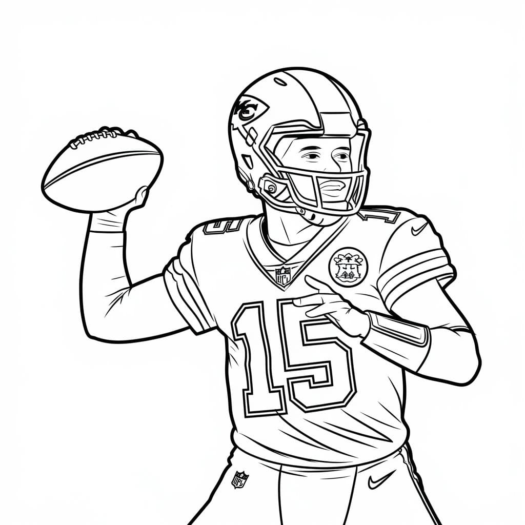 Patrick Mahomes Plays Football coloring page