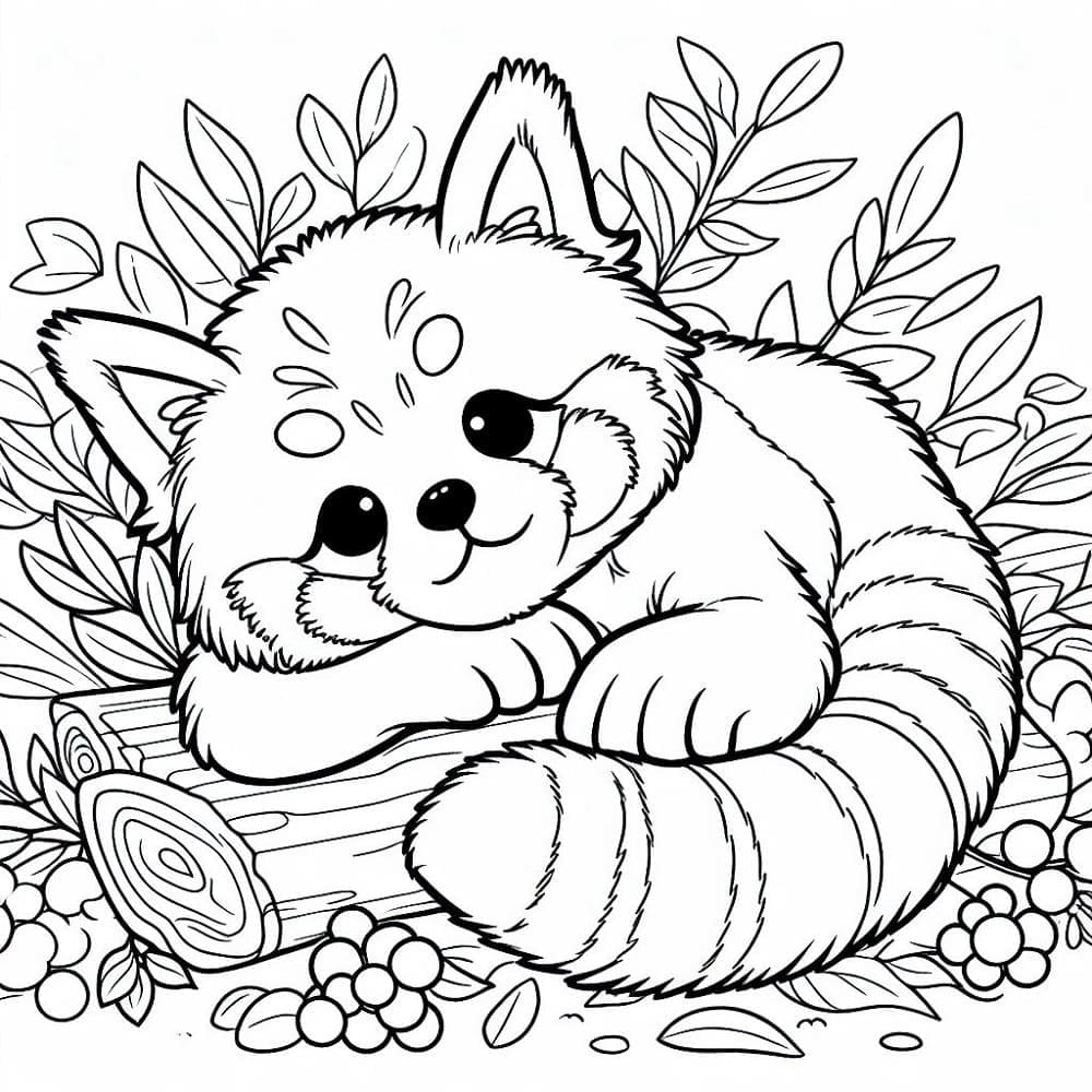 Pretty Red Panda coloring page