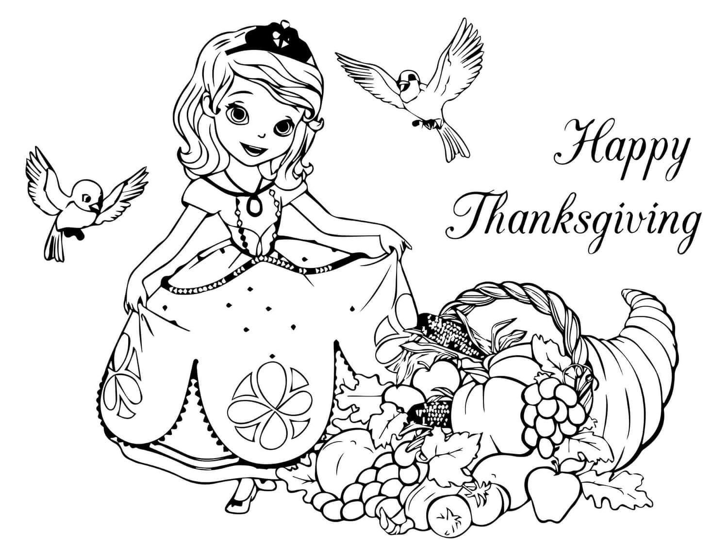 Princess Sofia Thanksgiving coloring page