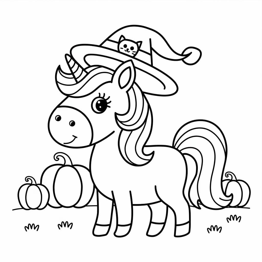 Print Halloween Unicorn coloring page