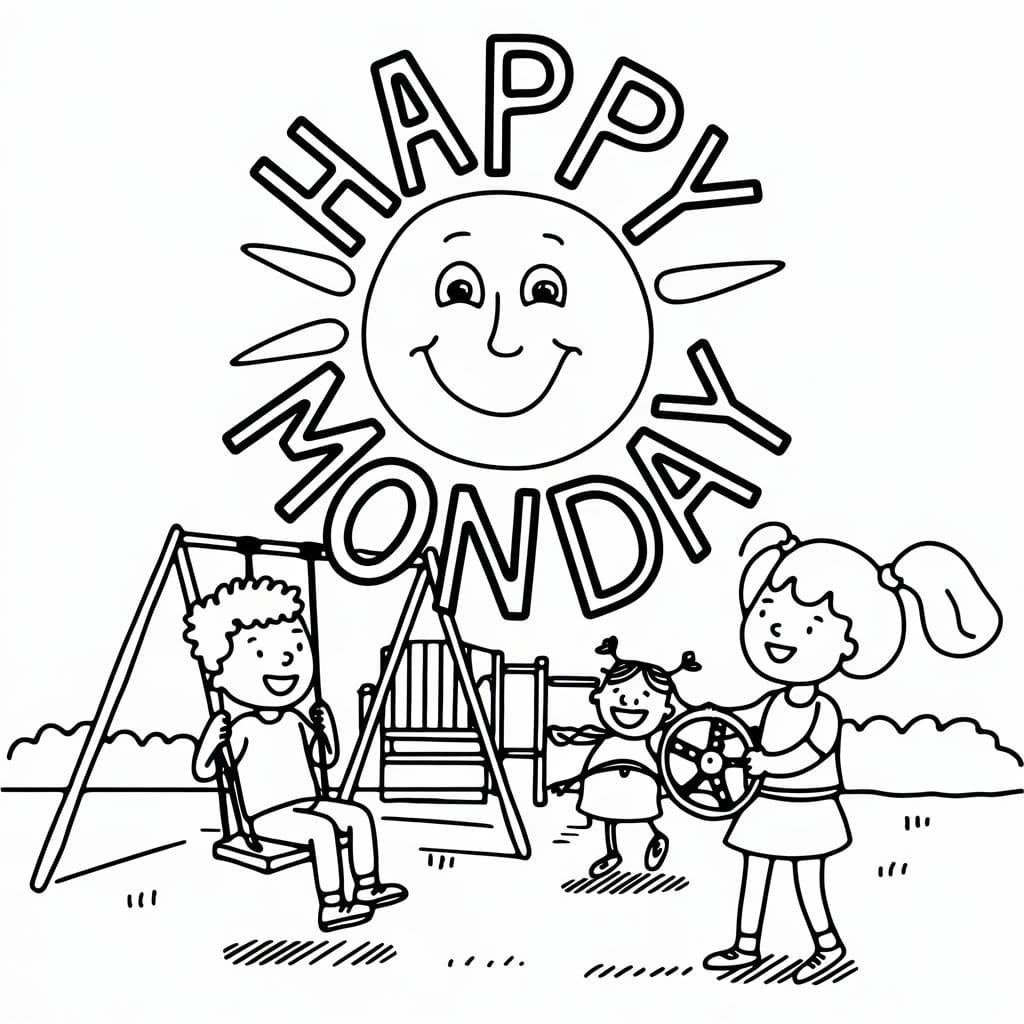 Print Happy Monday coloring page