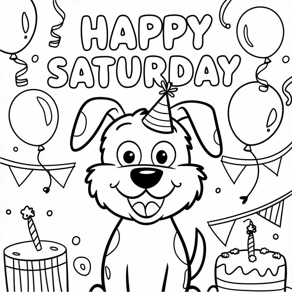 Print Happy Saturday coloring page