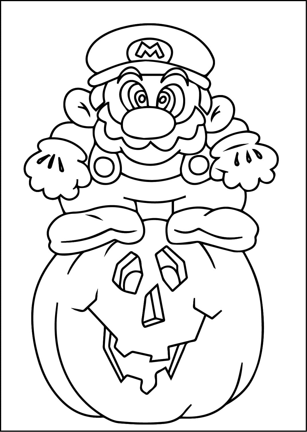 Print Mario Halloween coloring page